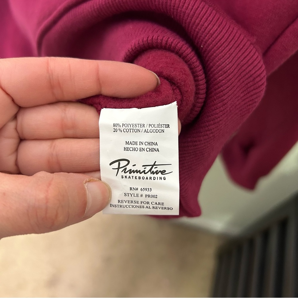 Primitive Skateboarding Maroon Pullover Hoodie Si… - image 6